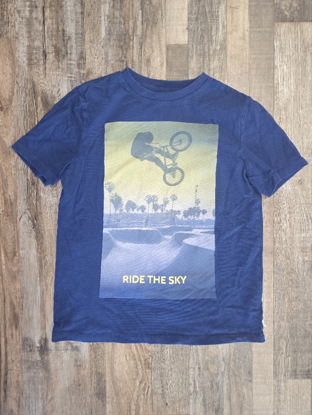 Kids Gap Graphic Tee - Blue "Ride The Sky" Sizs: XL (12)